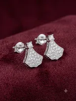 Elegant Fan-Shaped Pave Diamond Stud Earrings