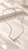 Silver Pearl V pandent chain