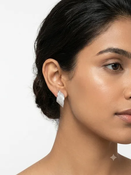 Geometric Pavé Diamond Huggie Earrings