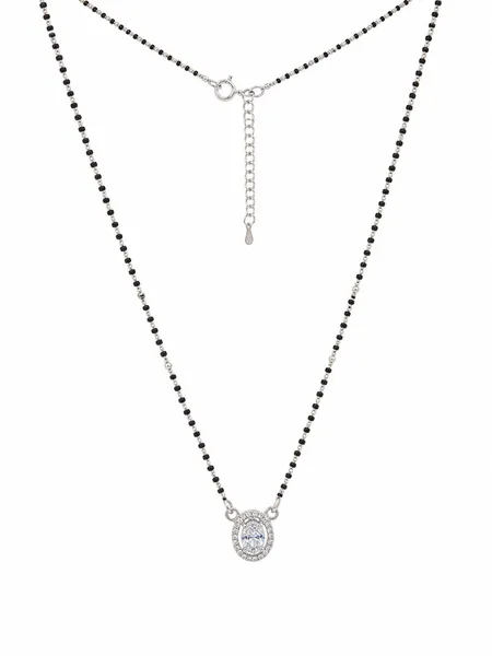 Elegant Oval Halo 925 Silver Mangalsutra