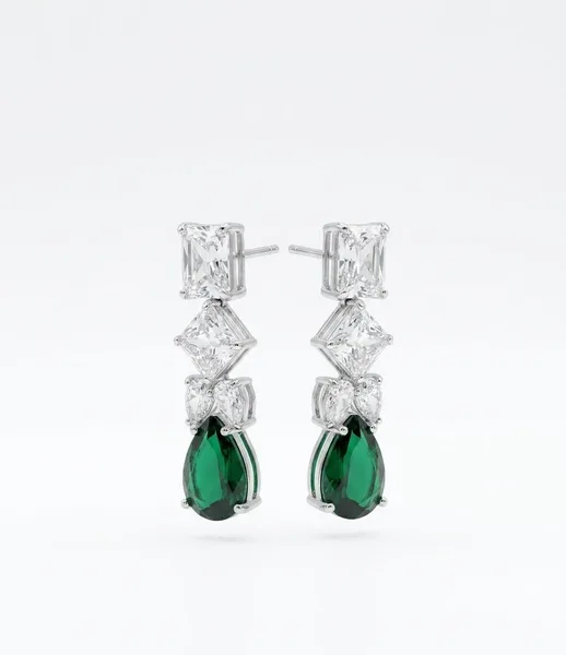 Emerald Tear Cascading Crystal Drop Earrings