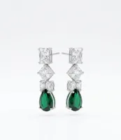 Emerald Tear Cascading Crystal Drop Earrings
