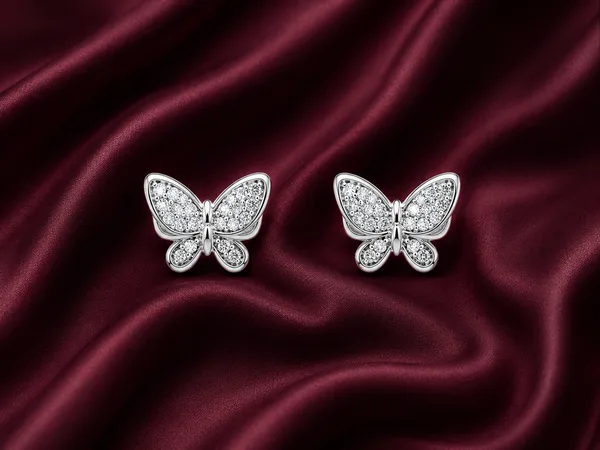 Sparkling Butterfly 925 Sterling Silver Stud Earrings