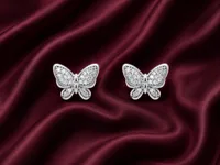 Sparkling Butterfly 925 Sterling Silver Stud Earrings