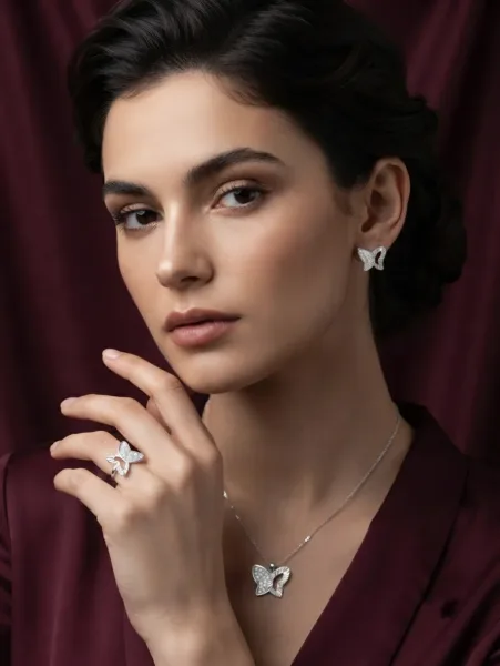 Celestial Butterfly Jewellery Pendant with earrings and ring