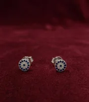 Evil Eye Round Halo Stud Earrings