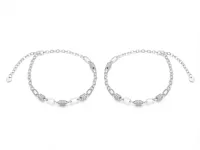 Silver Oval Link Chain Anklet