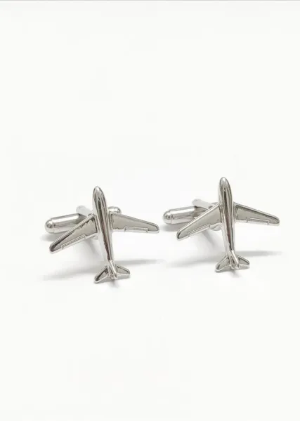 Silver Airplane Cufflinks (Aviation Style Cufflinks