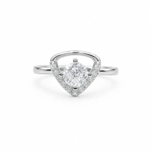 Silver Heart-Shaped Crystal Ring