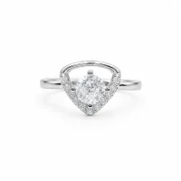 Silver Heart-Shaped Crystal Ring