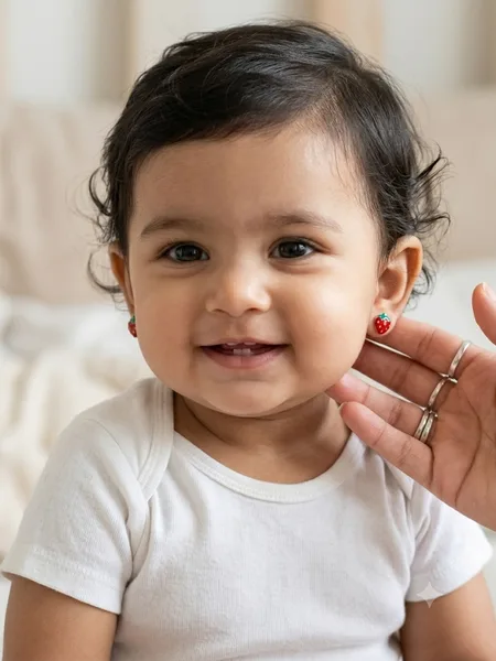 Tiny Strawberry Enamel Stud Earrings for Babies & Toddlers