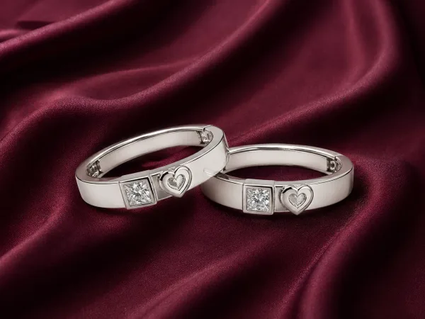 Heart Charm Couple Ring