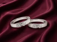 Heart Charm Couple Ring