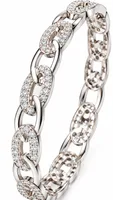 Silver Crystal Link Bangle