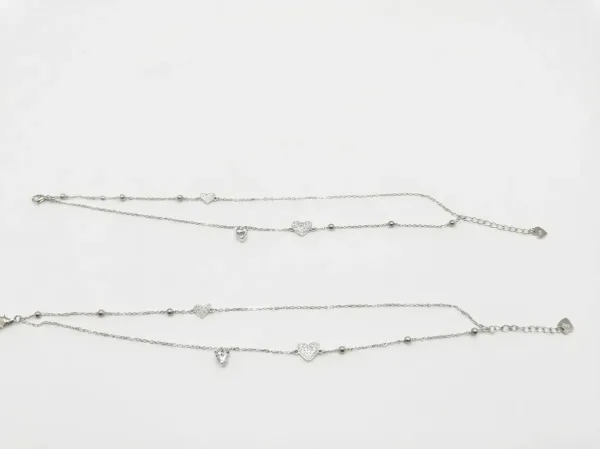 Heartbeat Silver Anklets