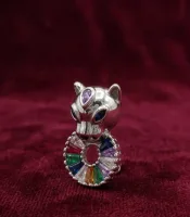 Multicolor Crystal Panther Collar Brooch / Lapel Pin