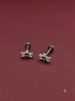Honeybee Enamel Flat-Back Stud Earrings (Baby / Kids Ear Tops)