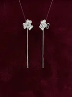Blooming Clover Diamond Threader Earrings