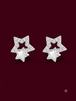 Celestial Duo Diamond Star Stud Earrings