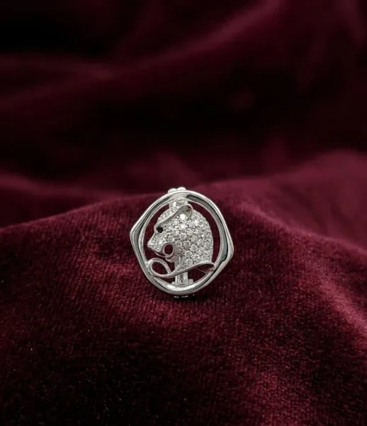 Diamond Panther Motif Collar Brooch / Lapel Pin