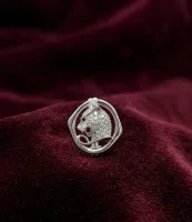 Diamond Panther Motif Collar Brooch / Lapel Pin