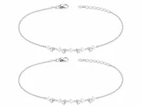 Crystal Design Silver Anklet