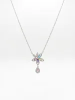 Multicolor Crystal Floral Pendant and Drop Earrings Set
