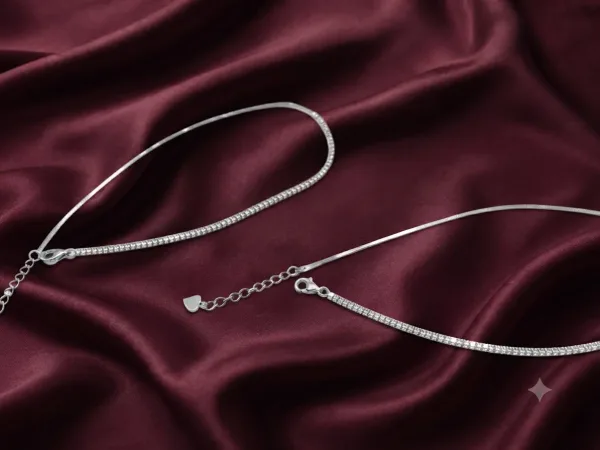 Silver Crystal Tennis Chain Anklet