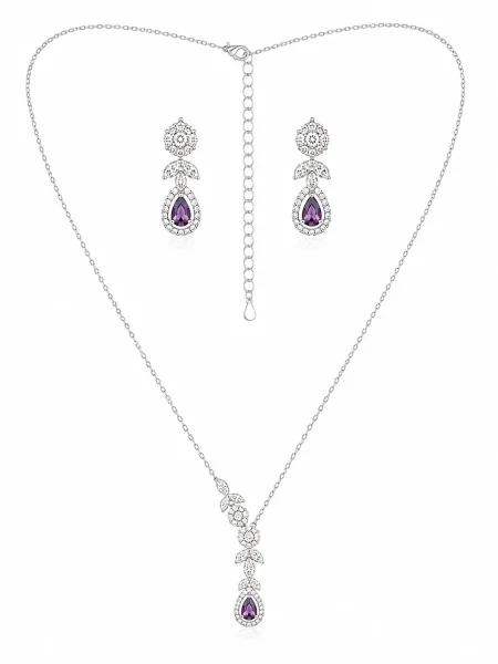 Royal Amethyst Teardrop Necklace Set