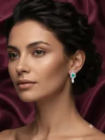 Emerald Halo Huggie Earrings