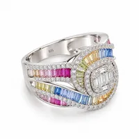 Sterling Silver Multicolor Baguette Statement Ring