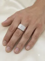 Silver Pave Grid Ring