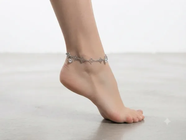 Silver Floral Knot Charm Anklet
