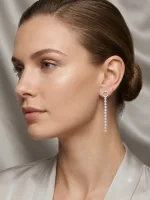 diamond linear drop earrings