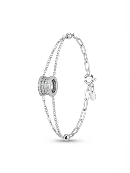 Double Layer Crystal Barrel Bracelet