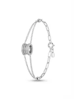 Double Layer Crystal Barrel Bracelet