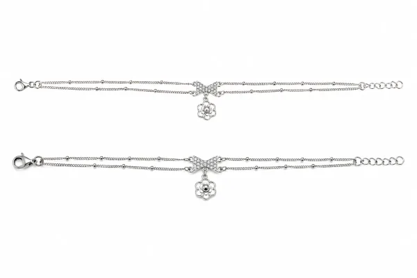 Pretty Bow Floral Charm Anklet