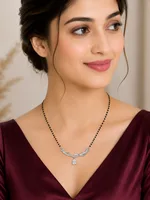 Elegant Teardrop Curve 925 Sterling Silver Mangalsutra