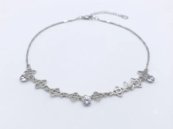Silver Floral Knot Charm Anklet