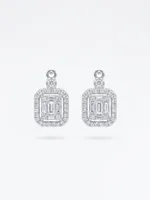 Emerald-Cut Illusion Diamond Stud Earrings