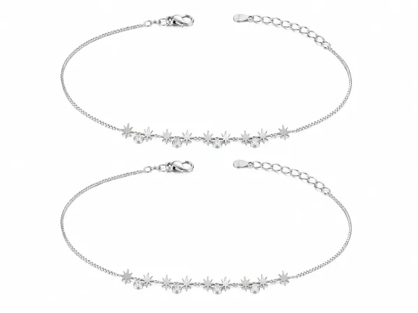Star Design Silver Anklet