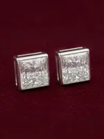 Princess-Cut Solitaire Bezel Stud Earrings