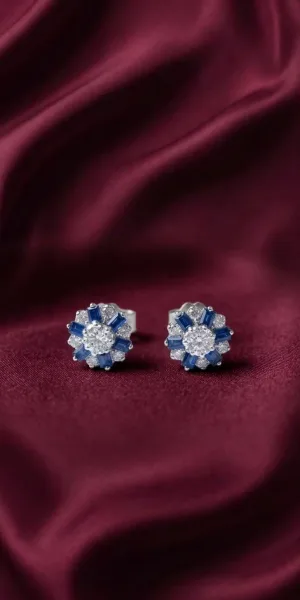 Royal Bloom Sapphire & Diamond Stud Earrings
