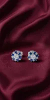 Royal Bloom Sapphire & Diamond Stud Earrings