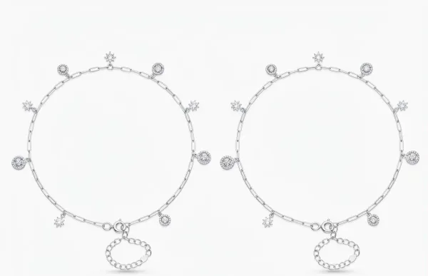 Star & Sparkle Design Silver Anklet