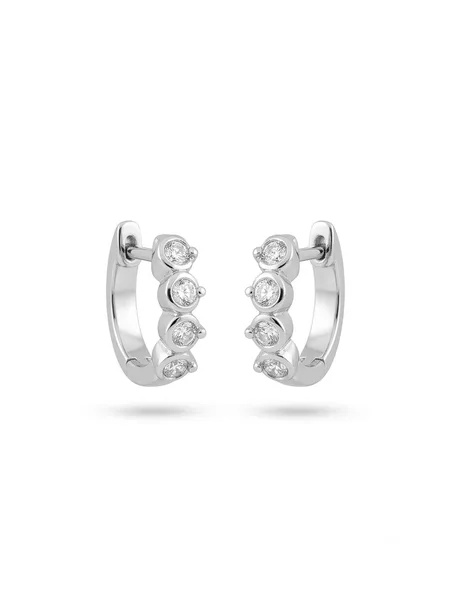 Diamond Graduated Bezel Huggie Hoop Earrings