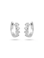 Diamond Graduated Bezel Huggie Hoop Earrings