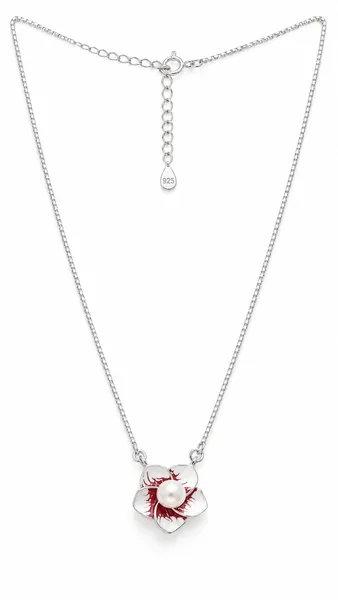Silver Pearl Bloom pandent chain