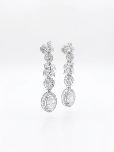 Elegant Marquise & Oval Diamond Drop Earrings
