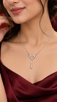 Silver Heart Crystal Drop pandent chain